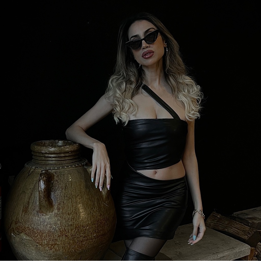 Michael Costello Mini faux leather dress